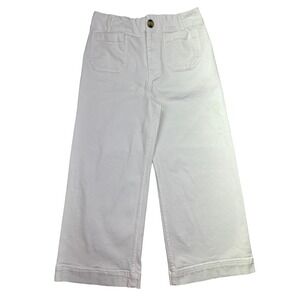 Pilcro The Skipper Wide Leg Cropped White Denim Jeans Front Pocket Sz 31 Fit 29"